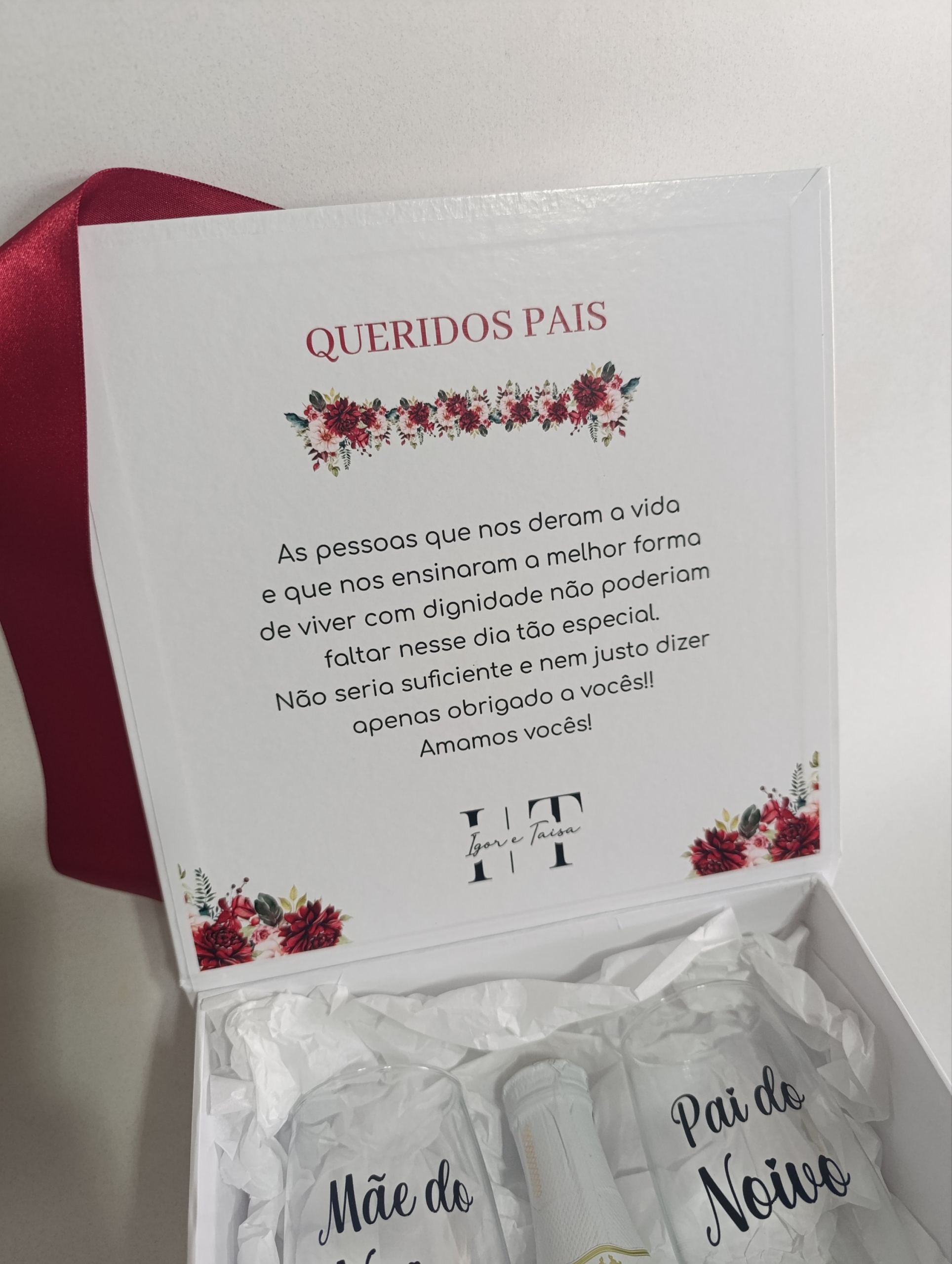 Kit Convite aos Pais dos Noivos – Caixa Personalizada com Taças e Mini Espumante - Imagem 5