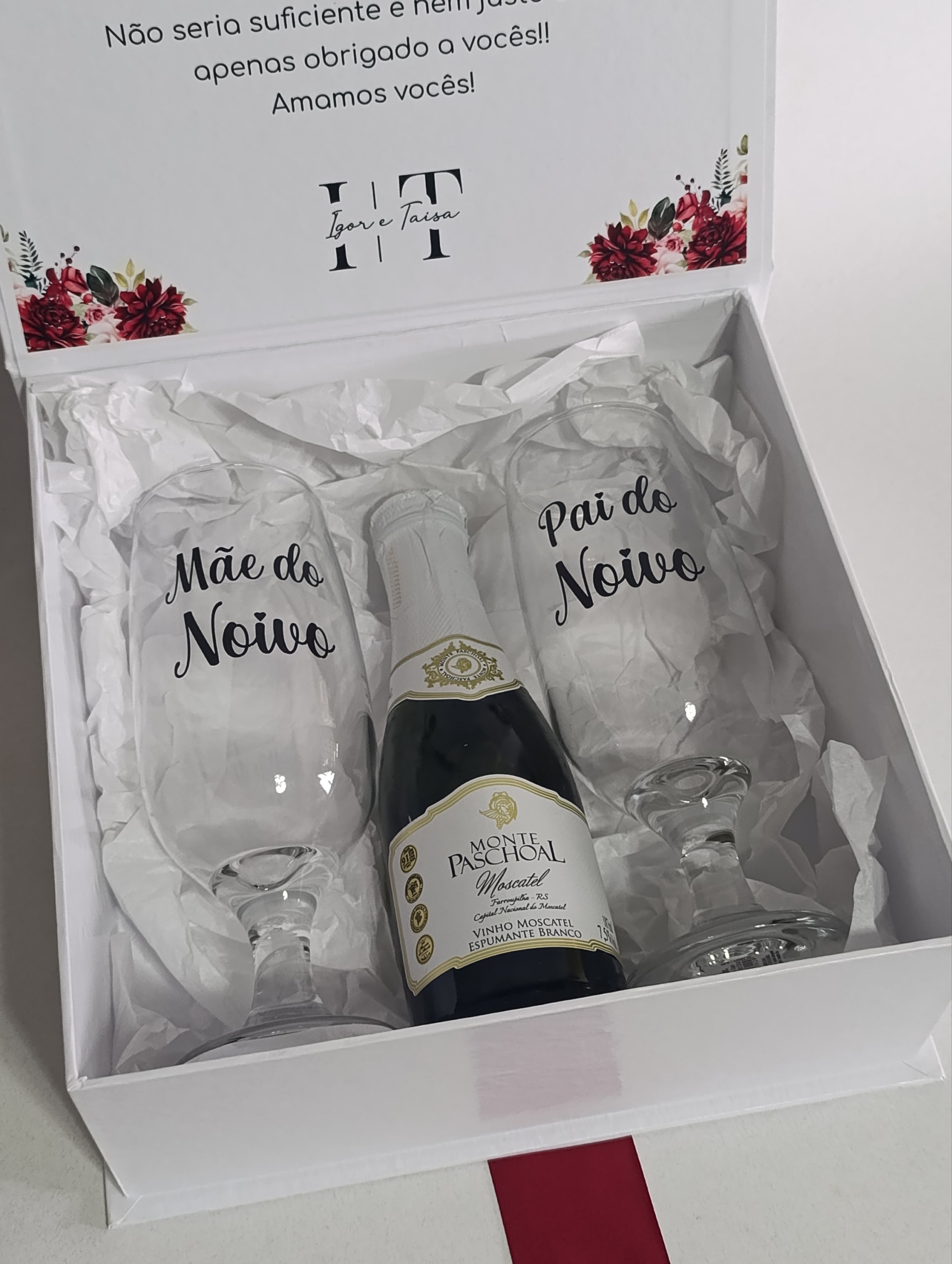 Kit Convite aos Pais dos Noivos – Caixa Personalizada com Taças e Mini Espumante - Imagem 4